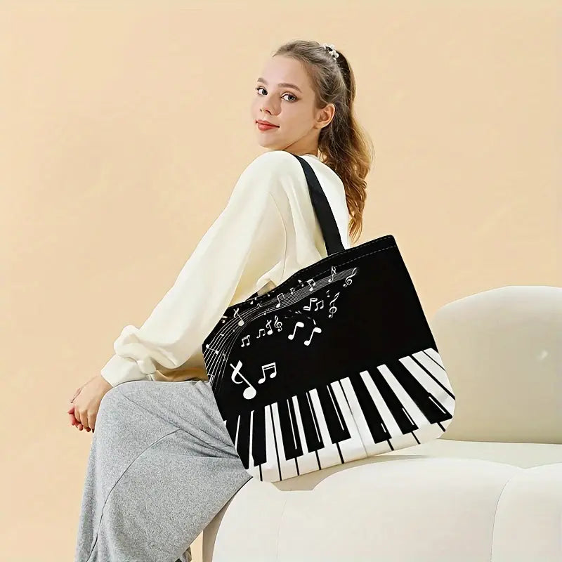 Ce sac à bandoulière à motif de clavier de piano