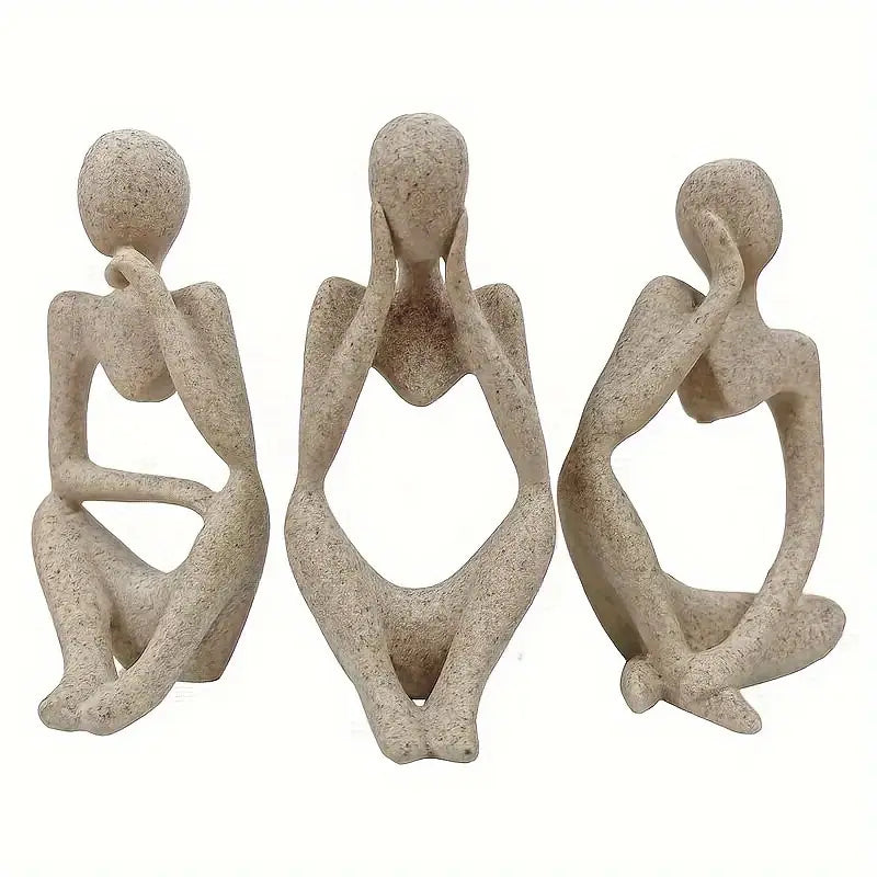 3 Statues Modernes Abstraites Penseur